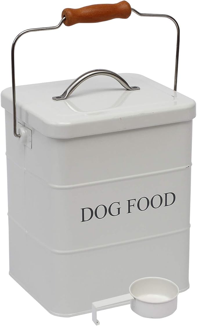 Geyecete Dog Treats tin and dog Food Storage Tin with Lid & with Spoon for dog Food Storage, Medium Pet Food Storage Can-Dog Food