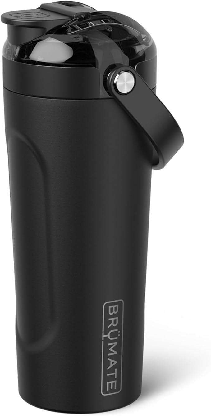 BrüMate MultiShaker Blender Shaker Bottle | 100% Leakproof Insulated Stainless Steel | Pre Workout and Protein Shaker Bottle for the Gym | 25oz (Matte Black)