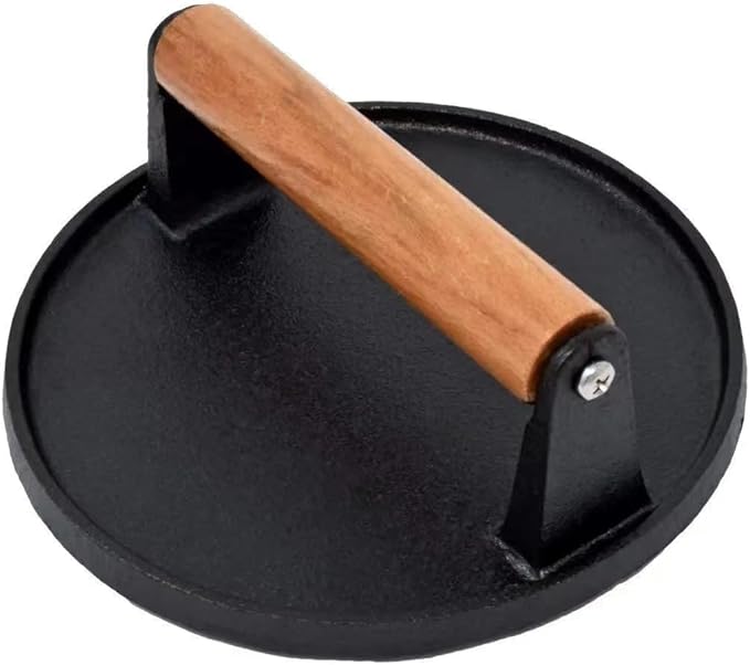 5.7inch Heavy Duty cast Iron Smash Burger Press Grill Press Burger Smasher Indoor Outdoor Griddle Accessories and 11inch Visual Melting Dome Cover