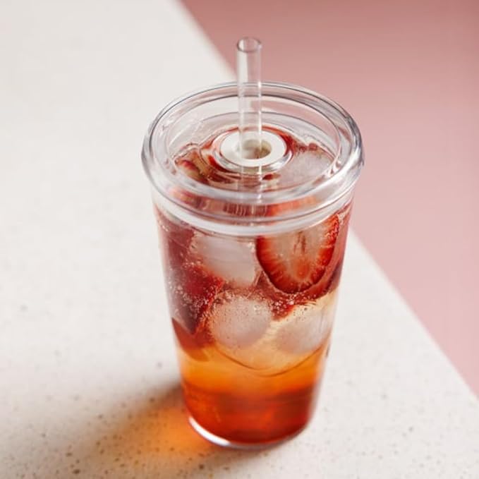 KeepCup Cold Cup - Clear Plastic, Reusable Ice Coffee Tumbler with Lid and Straw - Tall 12oz (340ml)