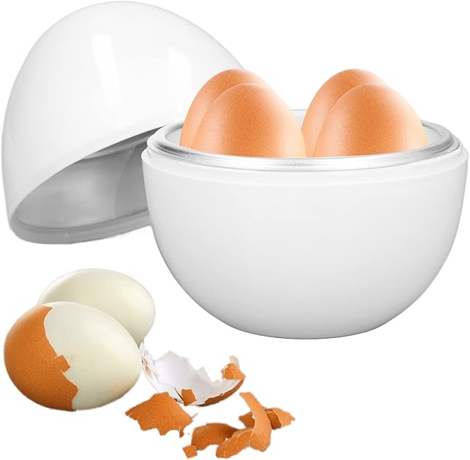 Microwave Egg Cooker for 4 Eggs,Hard Boiled Egg Cooker Compact Microwave Safe Egg Boiler for Hard Soft or Poached Eggs Space Saving Design