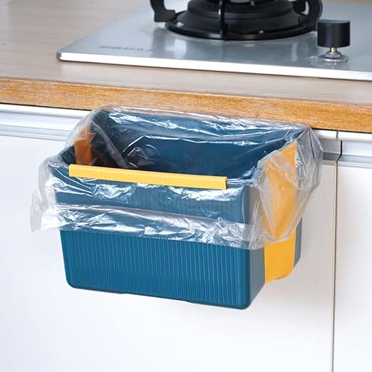 Hanging Kitchen Trash Can, Kitchen Trash Can Foldable, 3L Collapsible Hanging Small Garbage for Cabinet/Car/Bedroom/Bathroom(Blue)