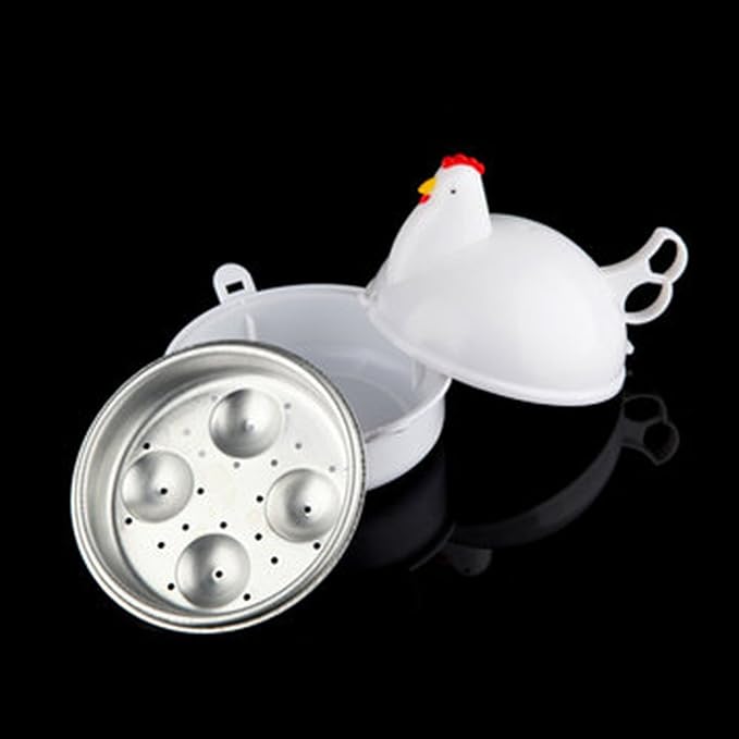 Microwave Egg Boiler, 4 Eggs Boiler Cooker Microwave Egg Steamer, Microwave' Eggs Boiler with Lid for Soft/Hard Boiled Eggs' Microwavable Egg' Poacher Cooking Kitchen Tools (COLOR:White)