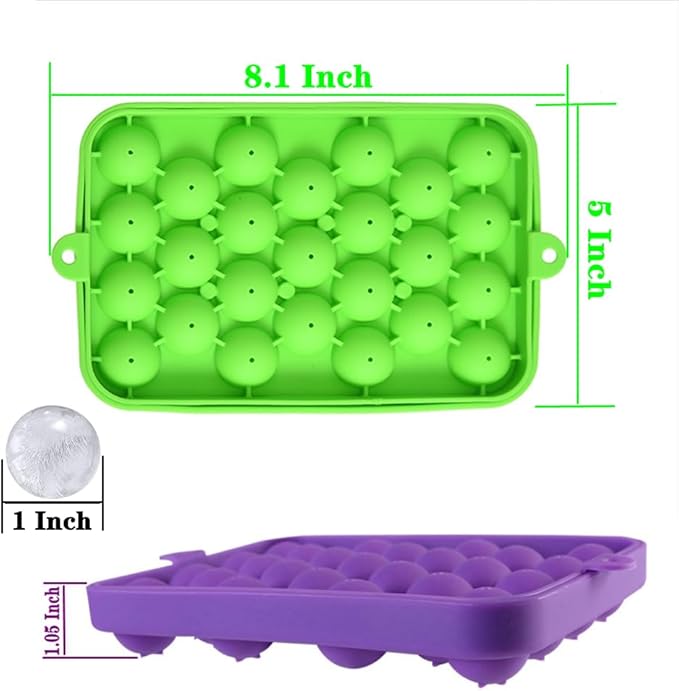 Ice Ball tray, Round Ice Trays, Pack of 2 Small Round Ice Trays, Silicone Tiny Ice Ball Trays, Easy-Release 25pcs Small Ice Ball, for Freezer, Cocktail, Whiskey, Juice, BPA Free