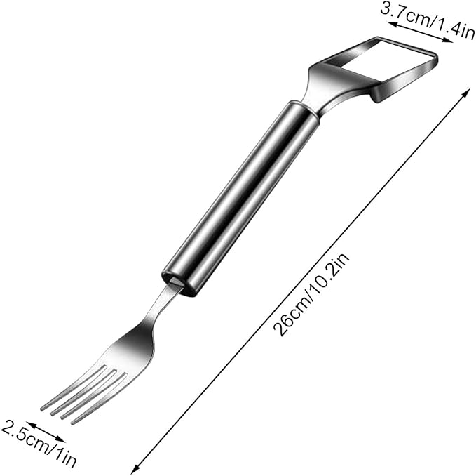 2-in-1 Watermelon Slicer & Fork, Watermelon Fork Slicer Cutter, Stainless Steel Fruit Cutter Tool for Watermelon, Mango, Pitaya,Portable for Camping, Picnics, Home, Parties (Sliver)