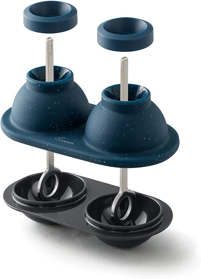 Houdini Swizzle Sphere Ice Mold, 2 Piece Tray, Navy