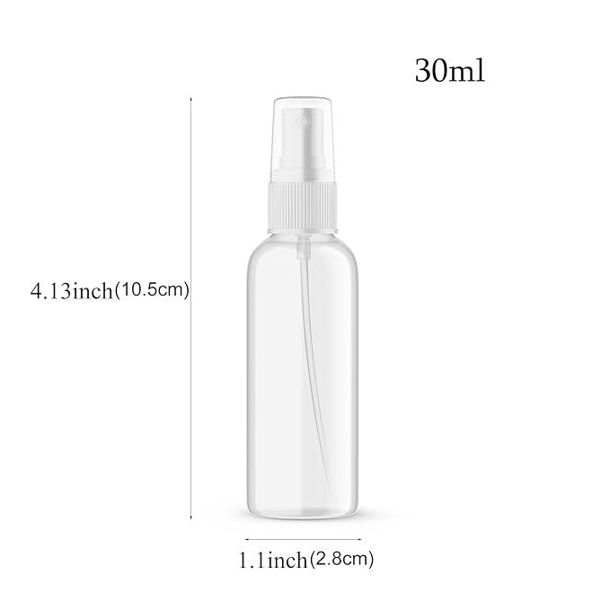 SEVENHEAD 30ml Plastic Essential Oil Spray Bottle 1OZ Three Color - Clear, White, Amber, Small Spray Bottle with Plastic Sprayer - Set of 3