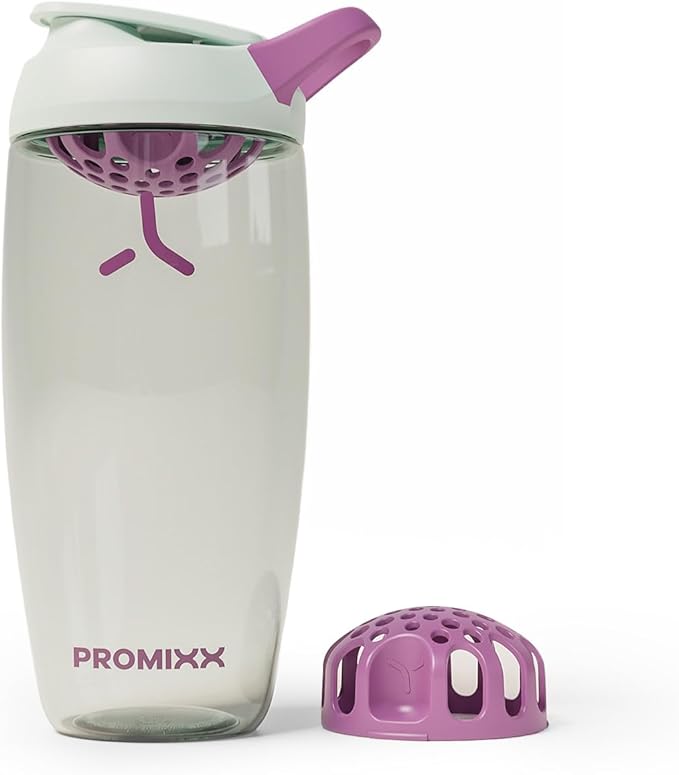 Promixx Pursuit Protein Shaker Bottle – 26oz Silent Snap-Fit Mixer for Lump-Free Shakes – Leak-Proof BPA-Free Ecozen Gym Shaker with Measurement Marks for Fitness and Travel – Seagrass Green