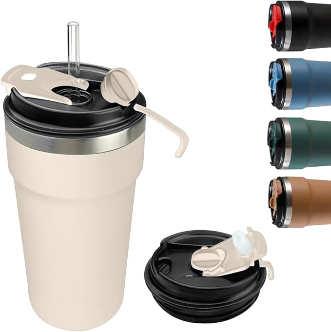 SPLMIFA Travel Coffee Mugs Leak-Proof, Reusable Coffee Cups with Lids, Stainless Steel Vacuum Insulated Coffee Tumblers, Thermal Insulation Cups for Men and Women Hot & Cold Drinks(4th-White, 16OZ)