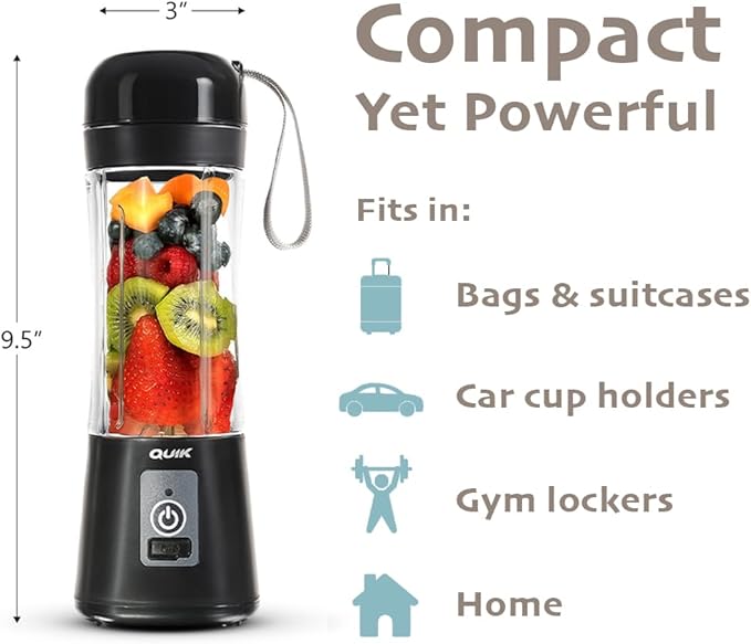 Portable Blender - Cordless 13oz. Personal Blender for Shakes and Smoothies, Licuadora, BPA Free, USB-C Rechargeable, Mini juicer for Travel, Leakproof, Juicer Cup, Ice Crush (Pink)