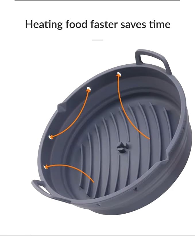 Reusable Silicone Air Fryer Liner –2pcs (Round+Square), Collapsible, Oil-Draining Design, Food-Grade, Non-Stick, Heat Resistant, Dishwasher Safe – Fits 5–8 QT Baskets (pink)