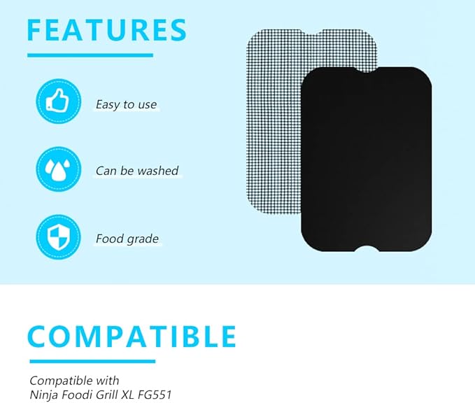 3PCS Air Fryer Liners and 3PCS Mesh Grill Mats Compatible with Ninja Foodi Smart XL FG551, Reusable Liner Non-Stick Air Fryer Accessories Mat for Ninja XL FG551, Replacement for Parchment Paper