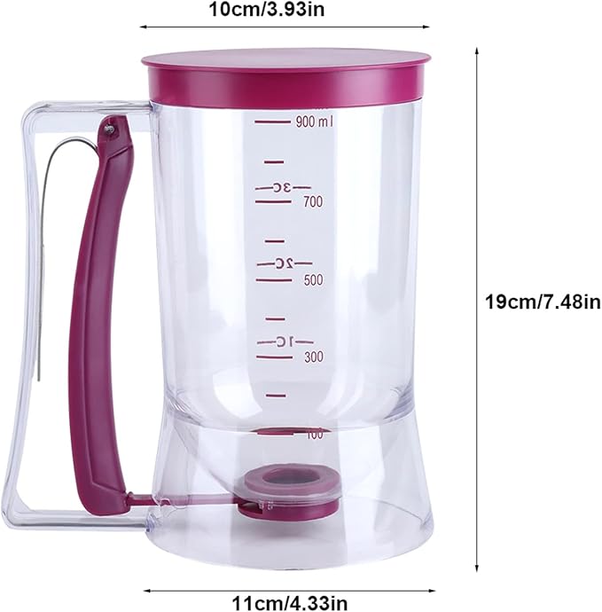 Pancake Batter Dispenser, Cupcake Batter Dispenser Biscuit Separator with Measuring Label Kitchen Baking Tool for Cupcakes, Waffles, Muffin Mix, Cake or Any Baked Goods