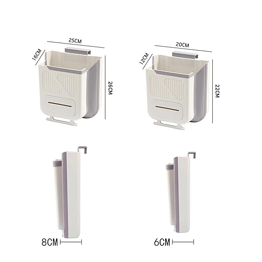 Foldable Hanging Trash Can for Kitchen Cabinet Door, Collapsible Trash Bin with Hook, Small Space Saving Kitchen Trash Can for Rv Bathroom Bedroom (Mix, 7L)
