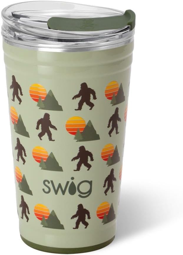 Swig Life 24oz Party Cup, Stackable Insulated Party Cup with EZ Flow Lid, Cup Holder Friendly, Dishwasher Safe, Stainless Steel, Large Travel Tumbler for Hot and Cold Drinks (Wild Thing)