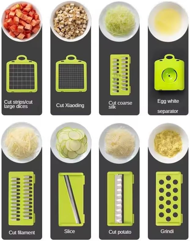 16-in-1 Multifunctional Vegetable Chopper with Container and Lid - Onion Dicer, Food Processor, Salad Chopper - BPA-Free, Essential Kitchen Gadget.