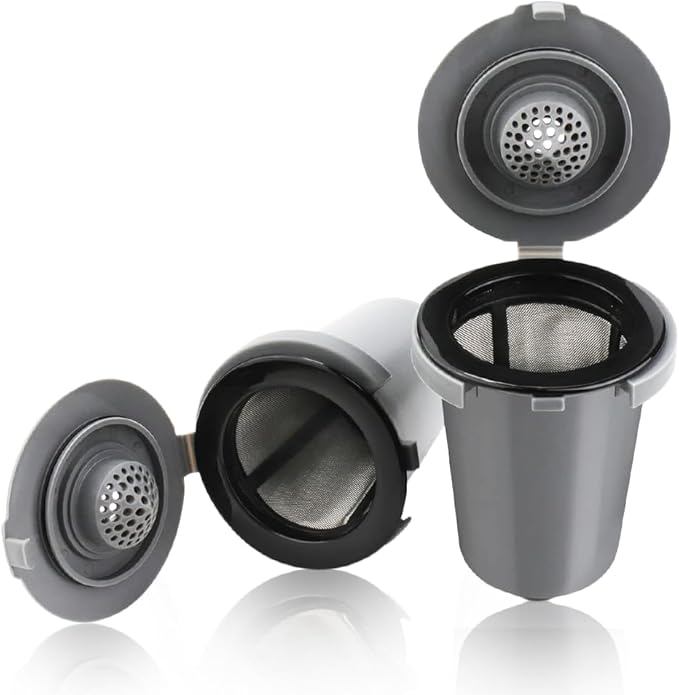 Reusable Filter Cups for Cuisinart Coffee Makers - Premium Refillable Coffee Cups Compatible with Cuisinart Single Serve Coffee Machines (2 Pack with 2 Mesh Filters)