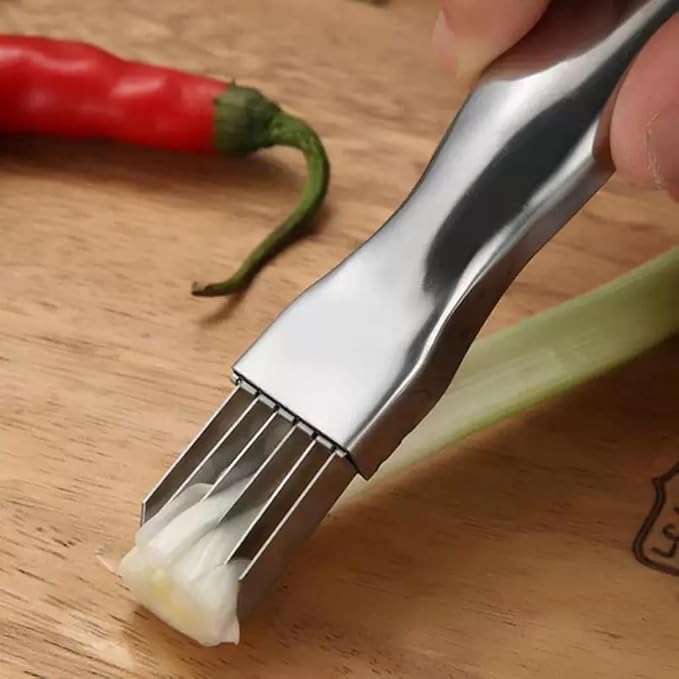 2Pack Green Onion Slicer, Multi-Blade Kitchen Herb Cutter, Professional Scallion Shredding Tool (2, Silver)