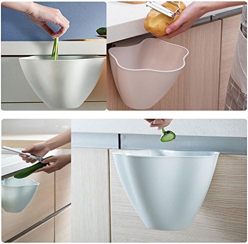 NEED&NEED Kitchen Sink Garbage Basket Multi-Functional Hanging Trash Can Scraps Containers Organizer Countertop Basket Ivory & Black (Pack of 2)