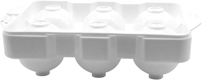 Ice Tray, large 6 x 2 inch ball spheres shapes Giant spherical bar, whiskey, cocktails, scotch, sphere cubes Best BPA free round cube balls molds trays (6 Cube)