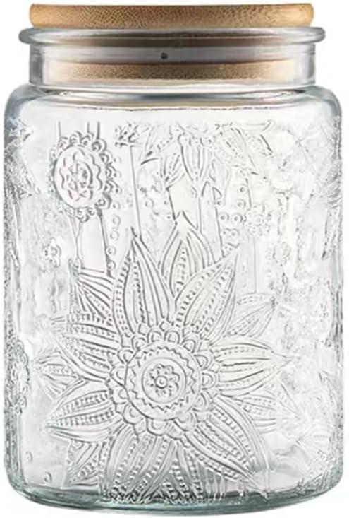 ANSQU Vintage Glass Jar with Lid, 23.7oz Airtight Glass Food Storage Container for Kitchen Counter, Pantry, Decorative Jar for Coffee, Tea, Sugar, Gratitude Jar for Mother' Day