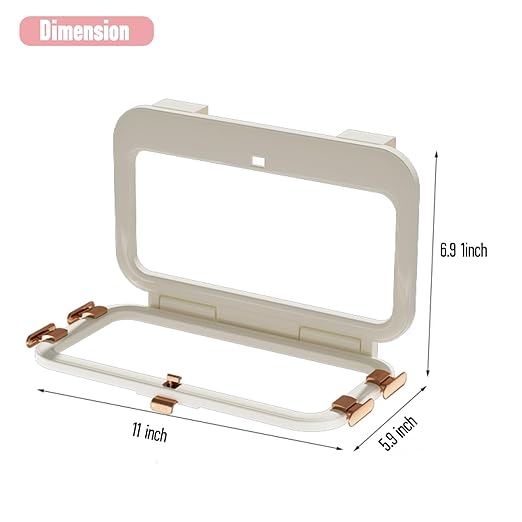 Foldable Trash Bag Holder, No-Drill Adhesive Mount for 0.8" Thin Cabinet & Smooth Surfaces, Under Sink & Wall Mount Organizer for Kitchen, Bathroom, RV, Camper