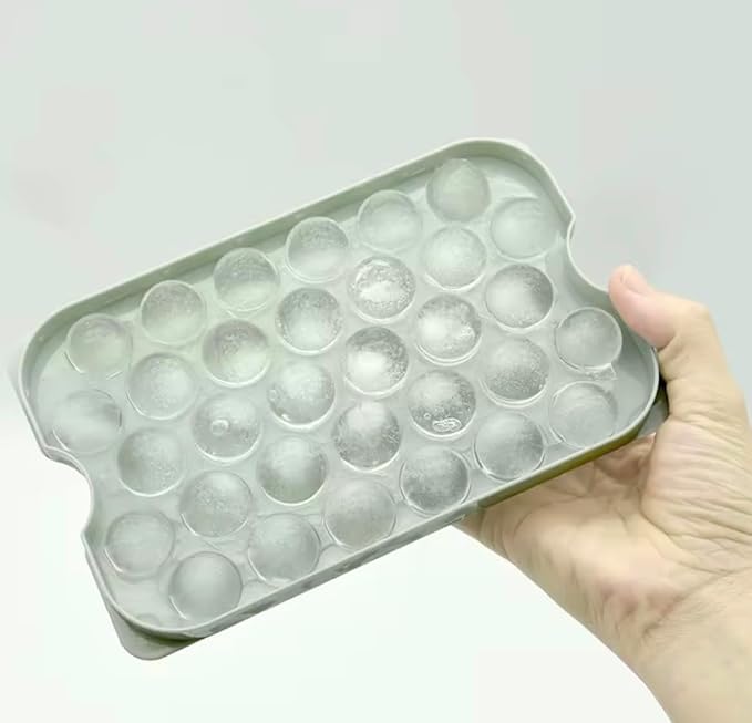 Ice Cube Tray with Lid, Bin, and Shovel, Reusable 3 Pack Sphere Mold For Cocktails, Coffee, Ice Cream