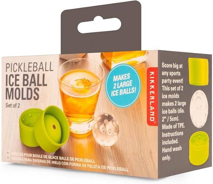 Kikkerland Pickleball Ice Ball Molds, Set of 2 Ice Molds