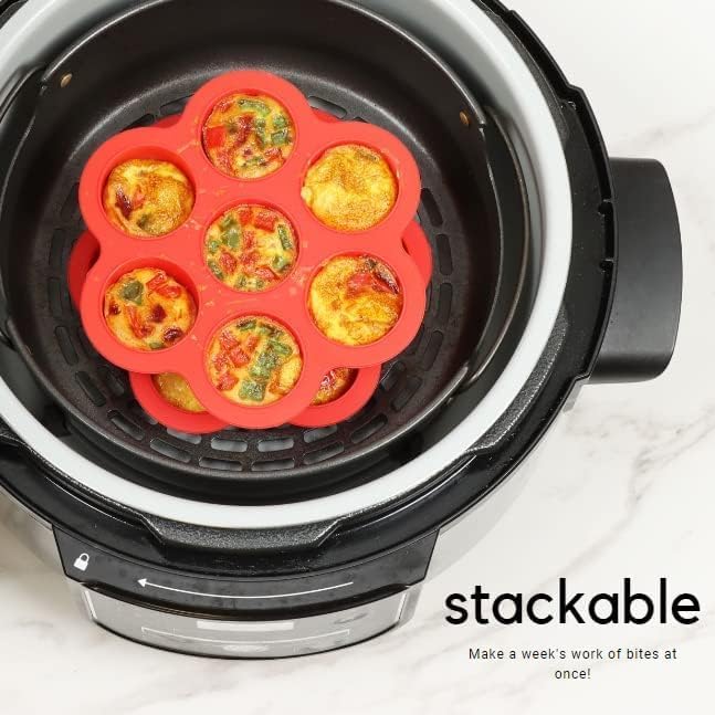 Egg Bites Tray with Lid | Silicone Molds for Instant Pot, Air Fryer, and Oven | Egg Bite for Pressure Cooker | Dishwasher Safe