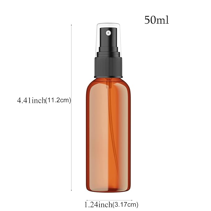 SEVENHEAD 50ml Plastic Essential Oil Spray Bottle 1.7OZ Three Color - Clear, White, Amber, Small Spray Bottle with Plastic Sprayer - Set of 3