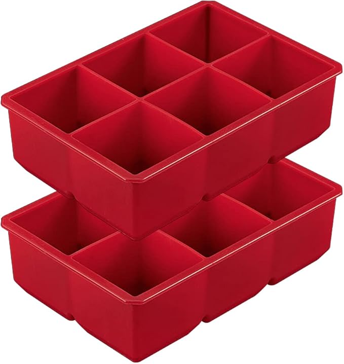 Houdini Large Cube Silicone Tray Ice Mold, 2 pack, RED, 5257595