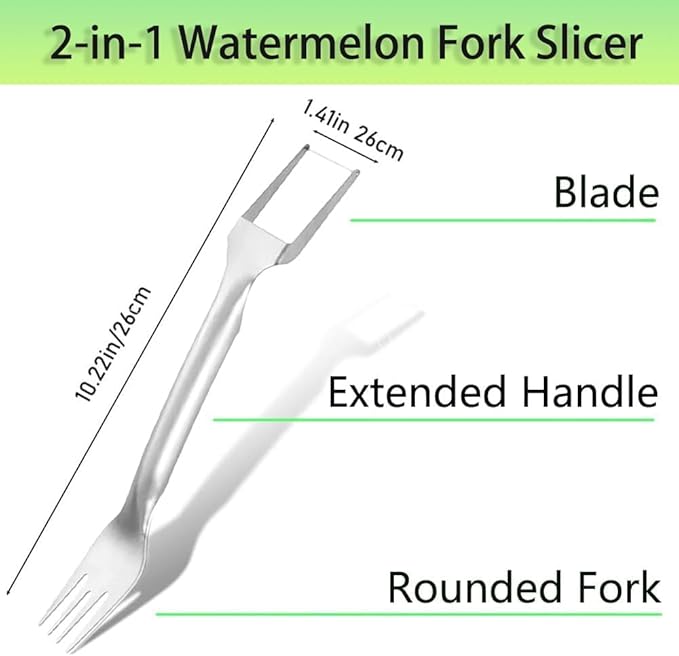 3 Packs 2-in-1 Watermelon Fork Slicer Fruit Cutter, Stainless Steel Watermelon Cutter Artifact, Watermelon Cut ter Slicer Tool Fruit Forks Sli cer Knife Kitchen Gadgets