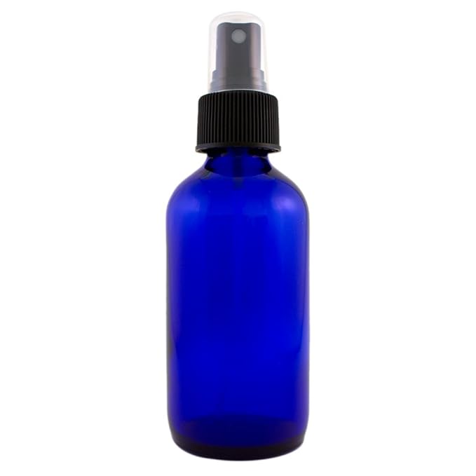 4 fl oz Cobalt Blue Glass Bottle with Black Spray Cap (Single)
