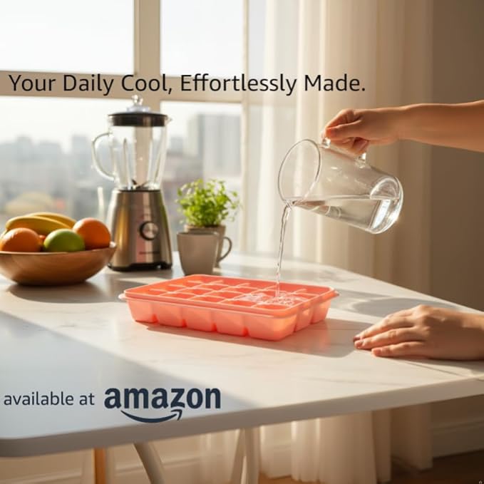 Ice Cube Trays Set of 3, Easy Release 15 Flexible Silicone Ice Cube Molds with Removable Lid Reusable Freezer Ice Trays Stackable for Whiskey, Pink