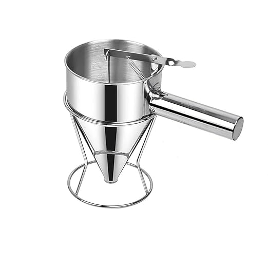 20 OZ Multi-Functional Pancake Batter Dispenser, Multi-Caliber Stainless Steel Funnel Cake Dispenser with Stand Great for Pancakes,Cupcakes,Chocolate Balls and Baked Goods (600ml)