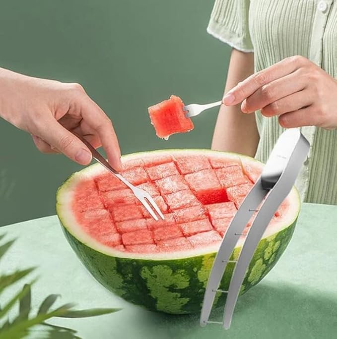 Watermelon Cutter Slicer Winnes Fruit Kitchen Tool Gadgets Melon Knife Cut Watermelon Into Cubes Stainless steel Cube Cutter