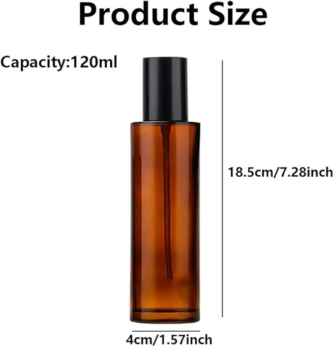 2PCS 4oz /120ml Upscale Amber Glass Spray Bottles Refillable Fine Mist Spray Bottles Cosmetic Containers for Make Up Water Essential Oil Aromatherapy Makeup Travel