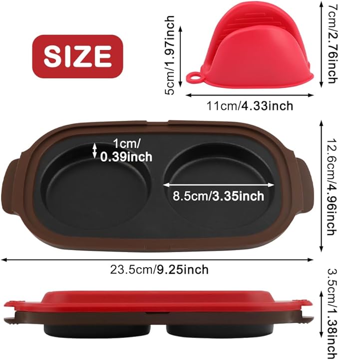Microwave Egg Cooker & Poacher, Quick-Heat Microwave Egg Maker with 2pcs Heat-Resistant Hand Grips, 2-Egg Breakfast Maker, Dishwasher-Safe, Portable for Home/Travel/Gifts