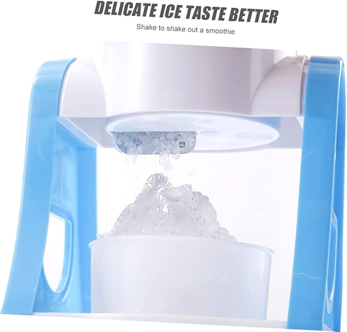 Tofficu Manual Ice Shaver Crusher for Home Use Portable Mini Ice Crushing Machine Easy Operation with Detachable Design for Summer Treats Blue