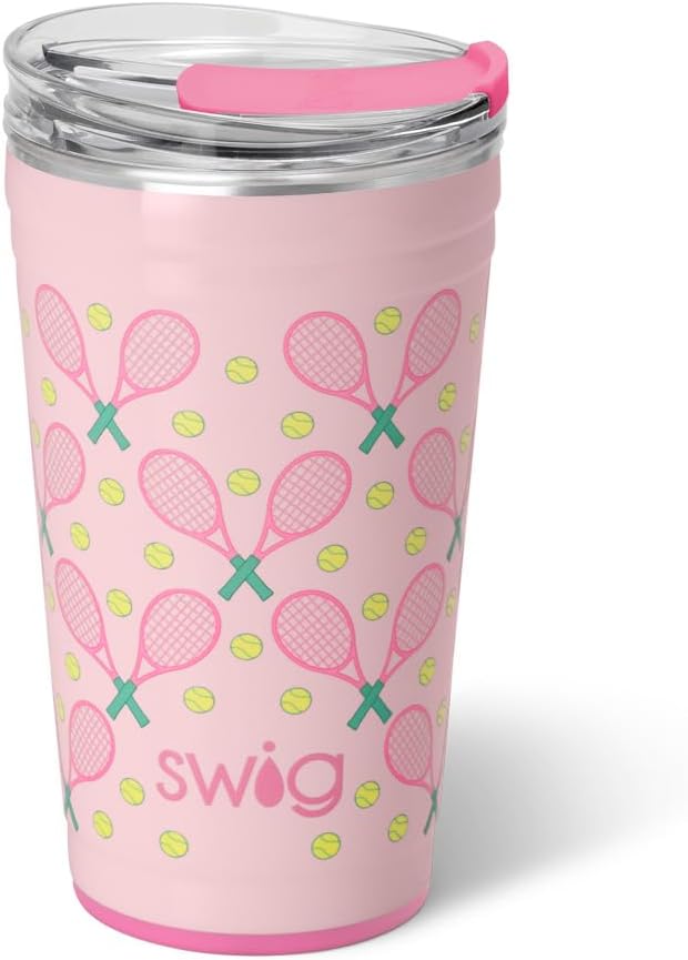 Swig Life 24oz Party Cup, Stackable Insulated Travel Coffee Tumbler with EZ Slider Lid, Cup Holder Friendly, Stainless Steel 24 oz Tumbler, Reusable Coffee Mug (Love All)