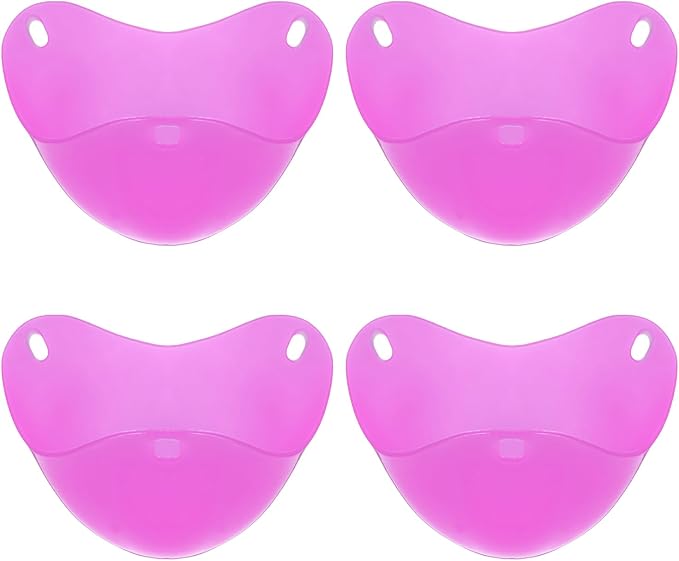 uxcell 4 Pack Egg Poacher, Nonstick Silicone Egg Poacher Cups Poached Cups Kitchen Breakfast Gadget for Microwave Air Fryer Stove Top Cooking Boiled Poached, Purple