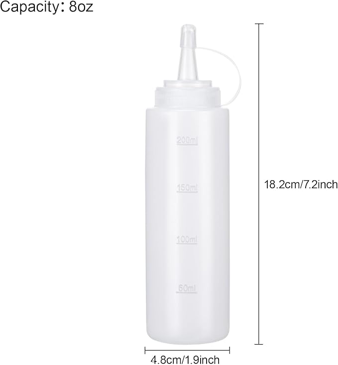 Premium Leak-Proof Squeeze Bottles Plastic Sauce, Ketchup, Condiment & Syrup Dispenser for Kitchen, Pancake Batter, Salad Dressing, Cooking Oil - BPA Free, Dishwasher Safe (4, 12oz)