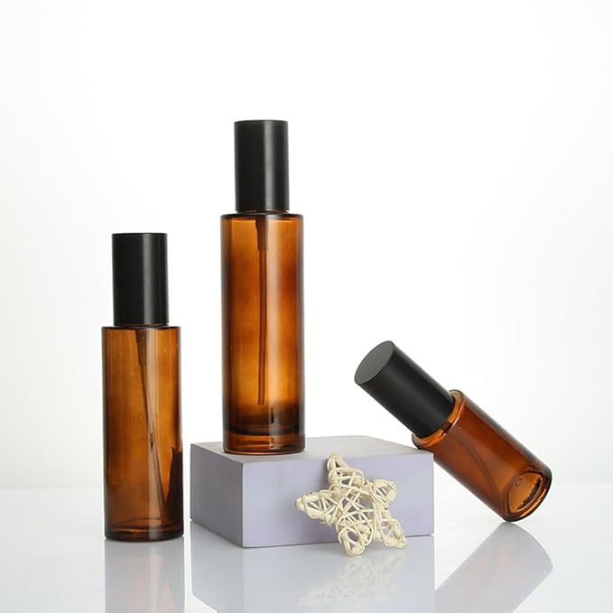 2PCS 100ml/3.4oz Amber Glass Spray Bottles Empty Refillable Fine Mist Spray Bottles Cosmetic Bottles Containers for Essential Oil Aromatherapy Makeup Travel