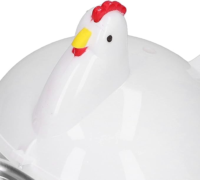 Microwave Egg Cooker 4 Eggs, Microwave Egg Boiler Cooker Portable Microwave Egg Boiler Machine Chicken Shaped Steamer Poacher for Poached Eggs, Rapid Breakfast Tool, 4.8x3.7in