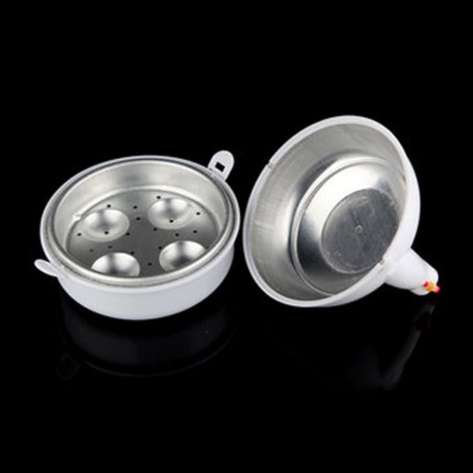 Microwave Egg Boiler,4 Eggs Boiler Cooker with Lid for Soft/Hard Boiled Eggs Chicken-Shaped Design Egg Poacher Cooking Kitchen Tools(COLOR:White)
