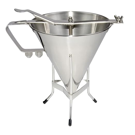 MYOYAY Commercial Stainless Steel Confectionery Funnel Dispenser, 1.8L Pancake Batter Dispenser with Stand and 3 Nozzles (1/4", 1/5", 1/6"), Great for Pancakes Chocolate Sauces Batter Pastry Work