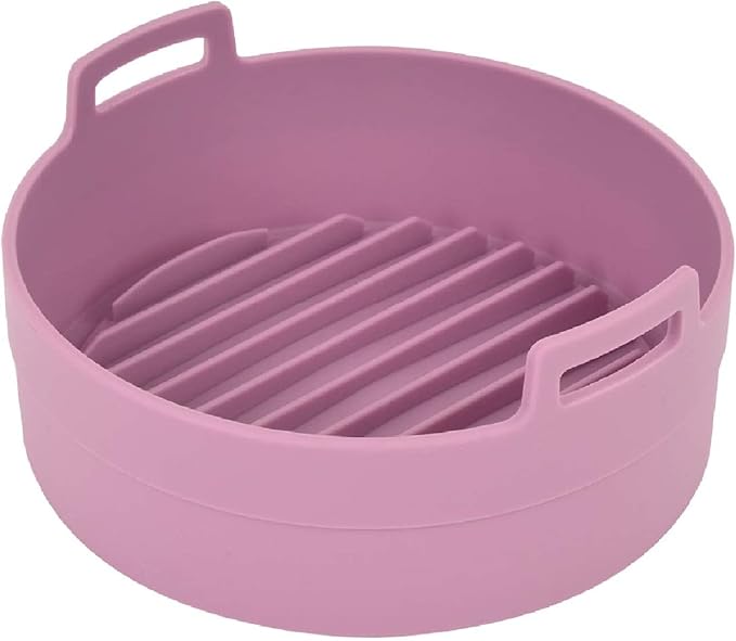 Premium Air Fryer Silicone Pot, Bowl, Basket 3 to 5 QT | Food Safe Air Fryers Oven Accessories | Easy to Clean | Replacement of Parchment Liners | 7.5 inches in diameter, Pink