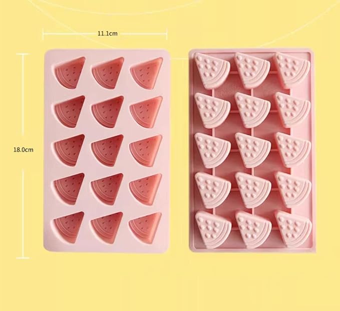 Cute Ice Cube Trays Silicone Chocolate Mold Wax Melt Molds Easy Release Ice Trays Non-Stick Chocolate Soap Pudding Jello Ice Cube Tray (Watermelon)