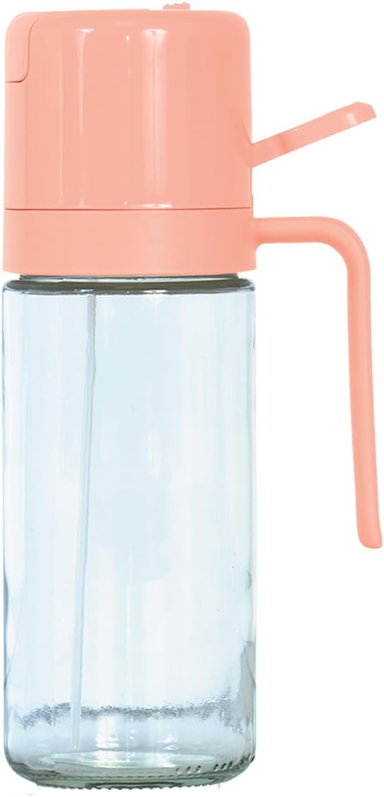 Glad 2 in 1 Oil Dispenser, 18.6oz/550ml - Olive Oil Sprayer for Cooking, Pouring Salad Dressing, and Grilling - Kitchen Gadget with Refillable Glass Bottle, Handle, and Mist or Pour Options - Rust