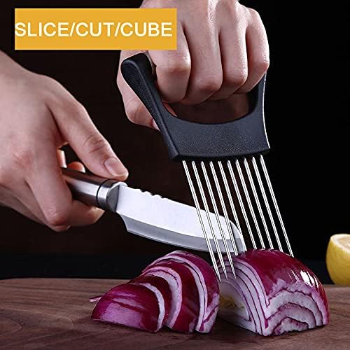 ESINAM Premium Vegetable Slicer Holder, Sharp Stainless Steel Food Slicer Assistant Tool for Potato, Tomato, Fruit, Lemon and Meat